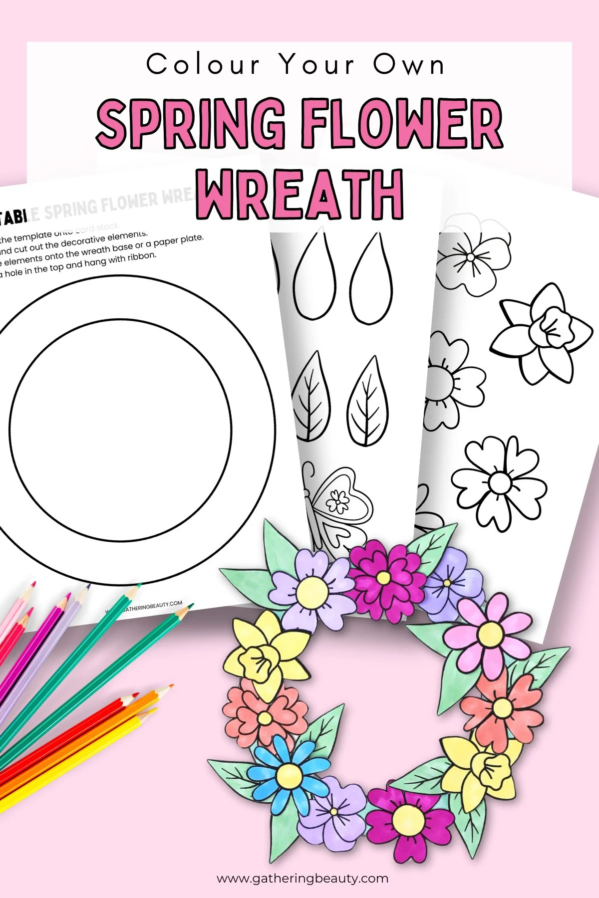 free printable spring flower wreath — gathering beauty
